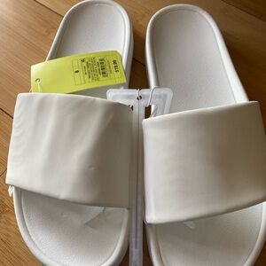 White Slide Sandals